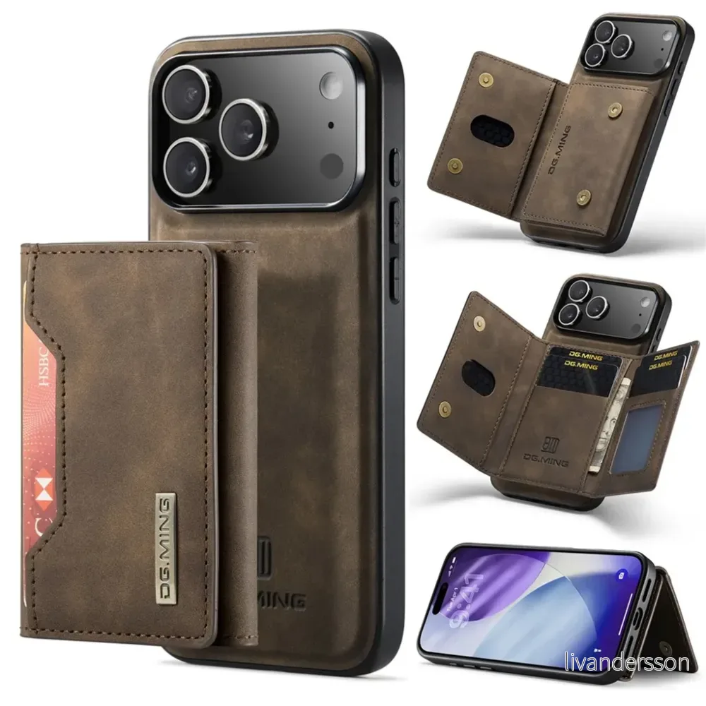 DG.MING iPhone 18 Pro Max/17 Pro Max Deksel med Avtakbar Lommebok – Brun v:3033585