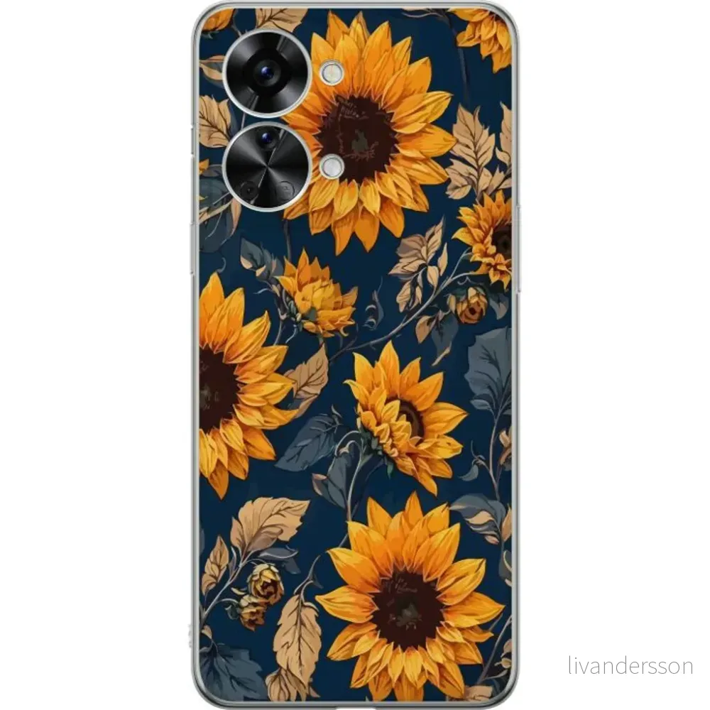 OnePlus Nord 2T Gjennomsiktig Telefondeksel Solrosor v:6321449