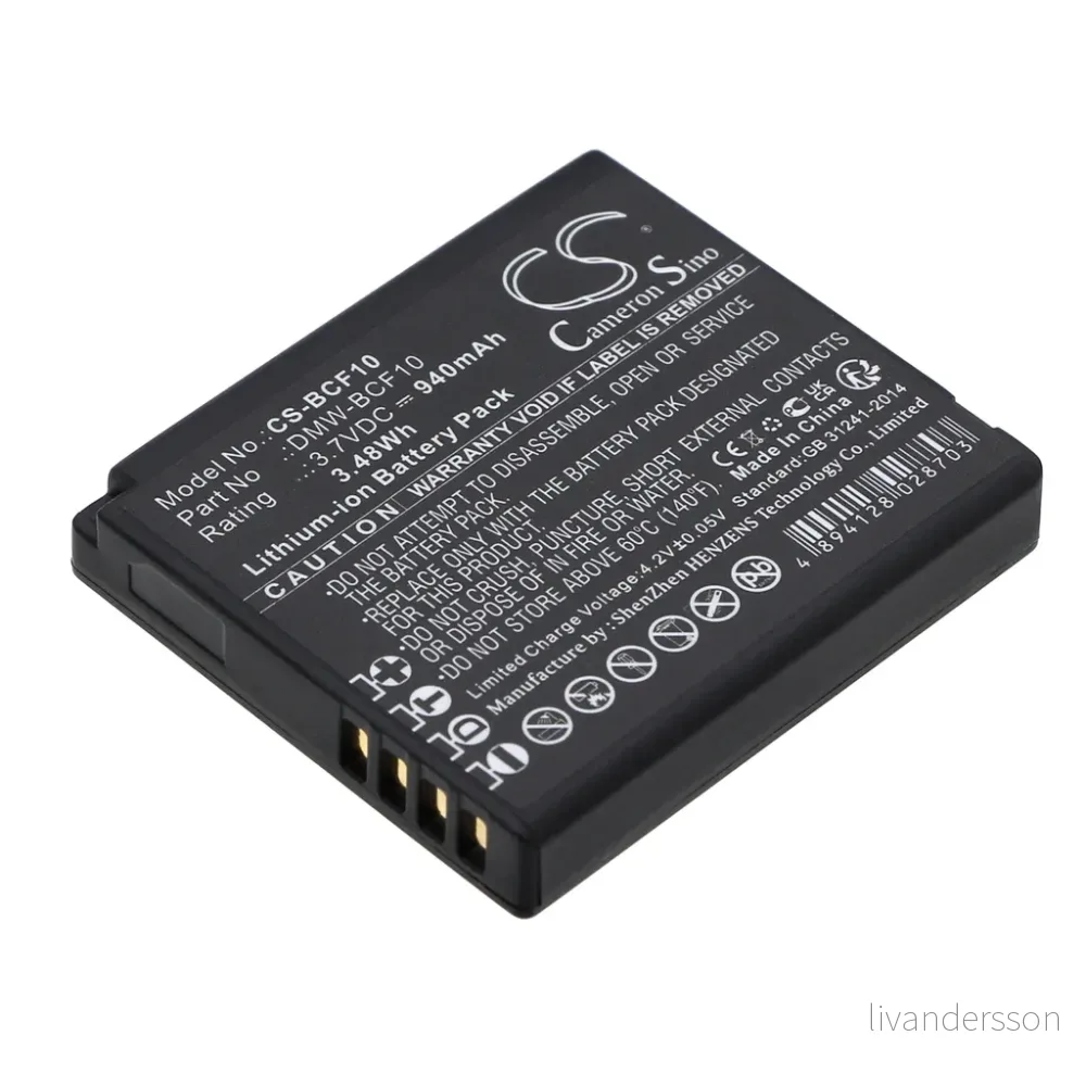 Batteri til Panasonic Lumix DMC-FS62EG-P, 3,6 (3,7)V, 940mAh v:8111973
