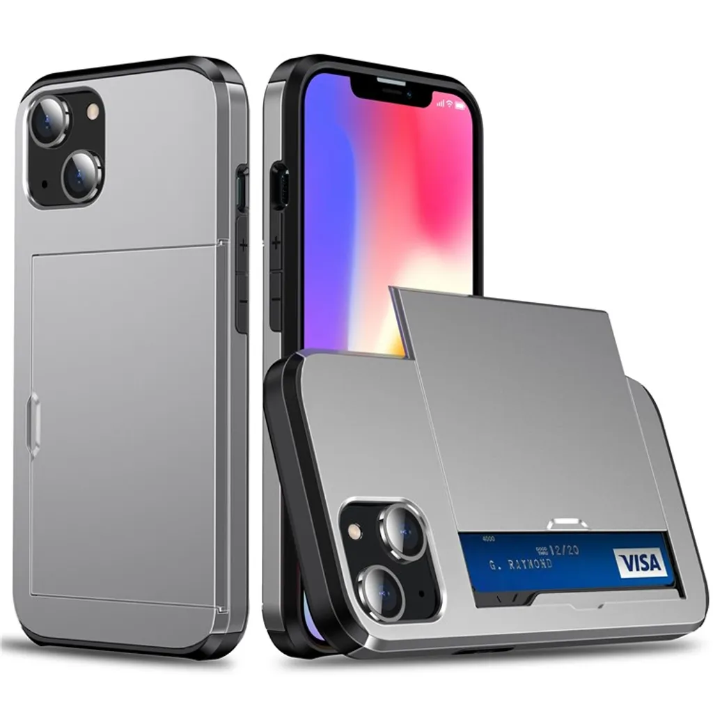 IPhone 15 deksel med en kortholder – Grått v:9514887