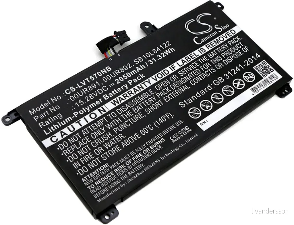 Batteri til 00UR892 for Lenovo, 15.28V, 2050 mAh v:1971582