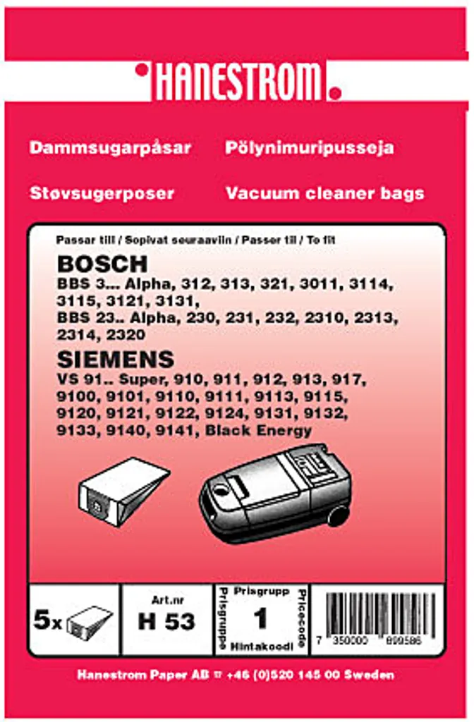 Støvsugerposer til Bosch BBS 23 Alpha 2320 v:8102324