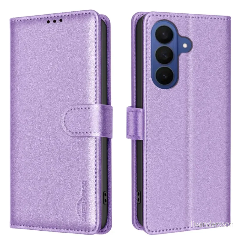 BINFEN COLOR Samsung Galaxy A57 5G Lommeboketui BF32 RFID Blokkerende – Lilla v:4716656