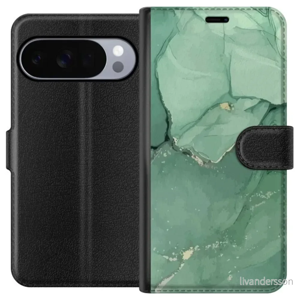 Google Pixel 11 Pro XL Sort Lommebokdeksel Grön Marmor v:8376573