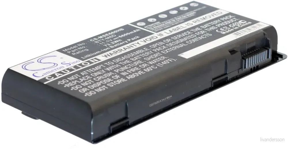 Batteri til MSI GT663-417CS, 11.1V, 6600 mAh v:6227222