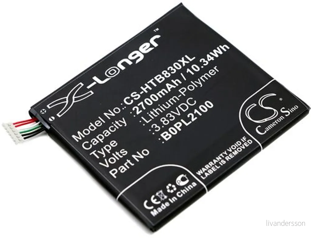Batteri til B0PL2100 for HTC, 3.83V, 2700 mAh v:8050279