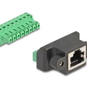 Delock RJ45 til terminalblokkadapter 8-pinners 2-delt – svart/grønn v:2879267