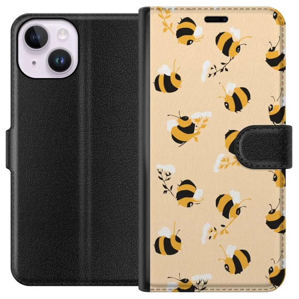 Apple iPhone 14 Sort Lommebokdeksel Humlor v:5029710