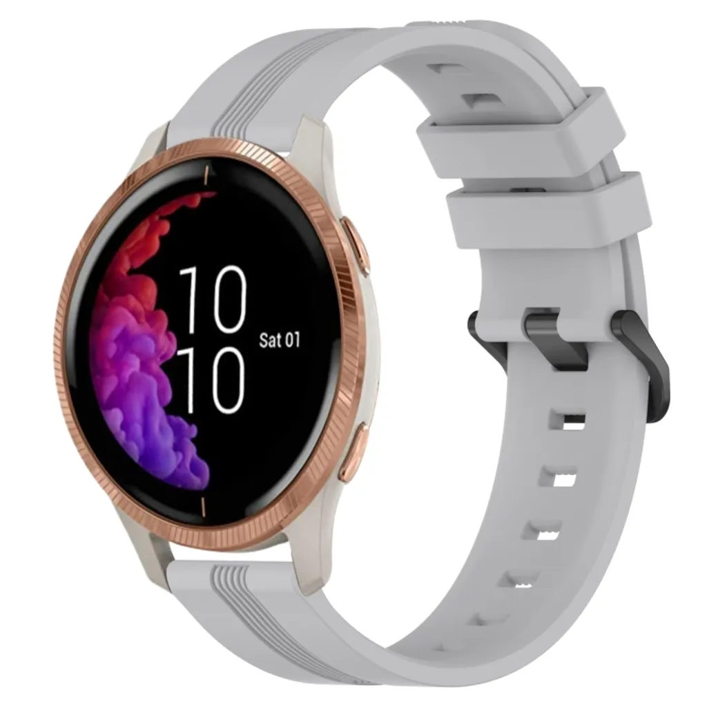 Garmin Venu Striped Klokkereim i Silikon – Grå v:7776780