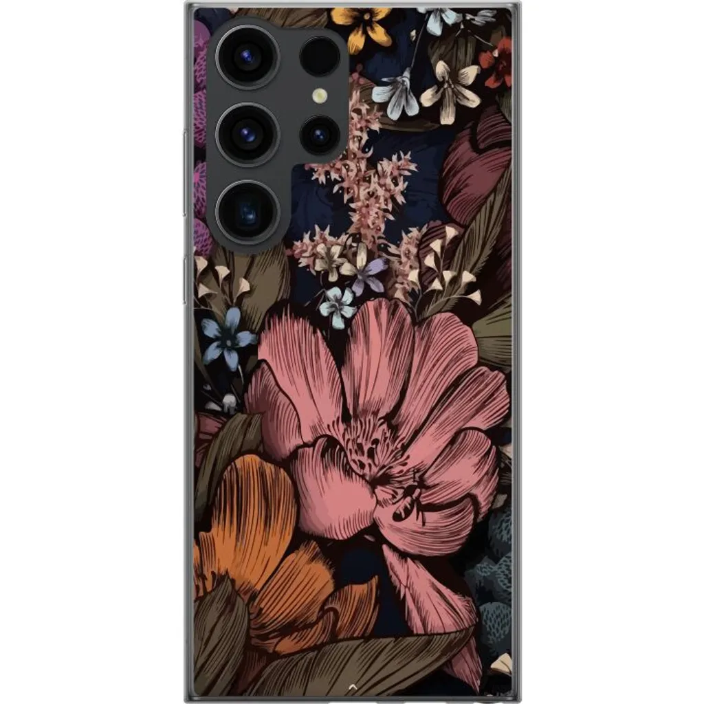 Samsung Galaxy S24 Ultra Gjennomsiktig Telefondeksel Tecknade blommor v:9776179