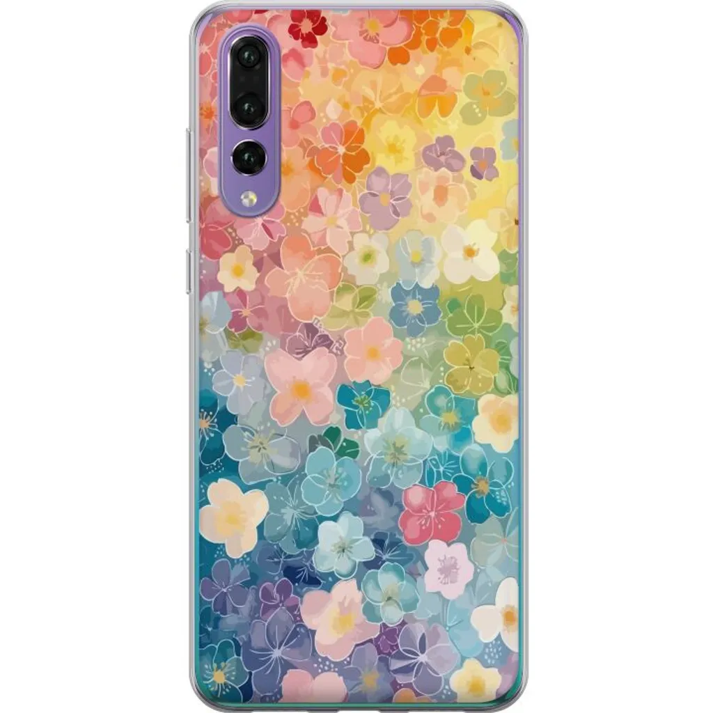 Huawei P20 Pro Gjennomsiktig Telefondeksel Miniatyrblommor v:5601036