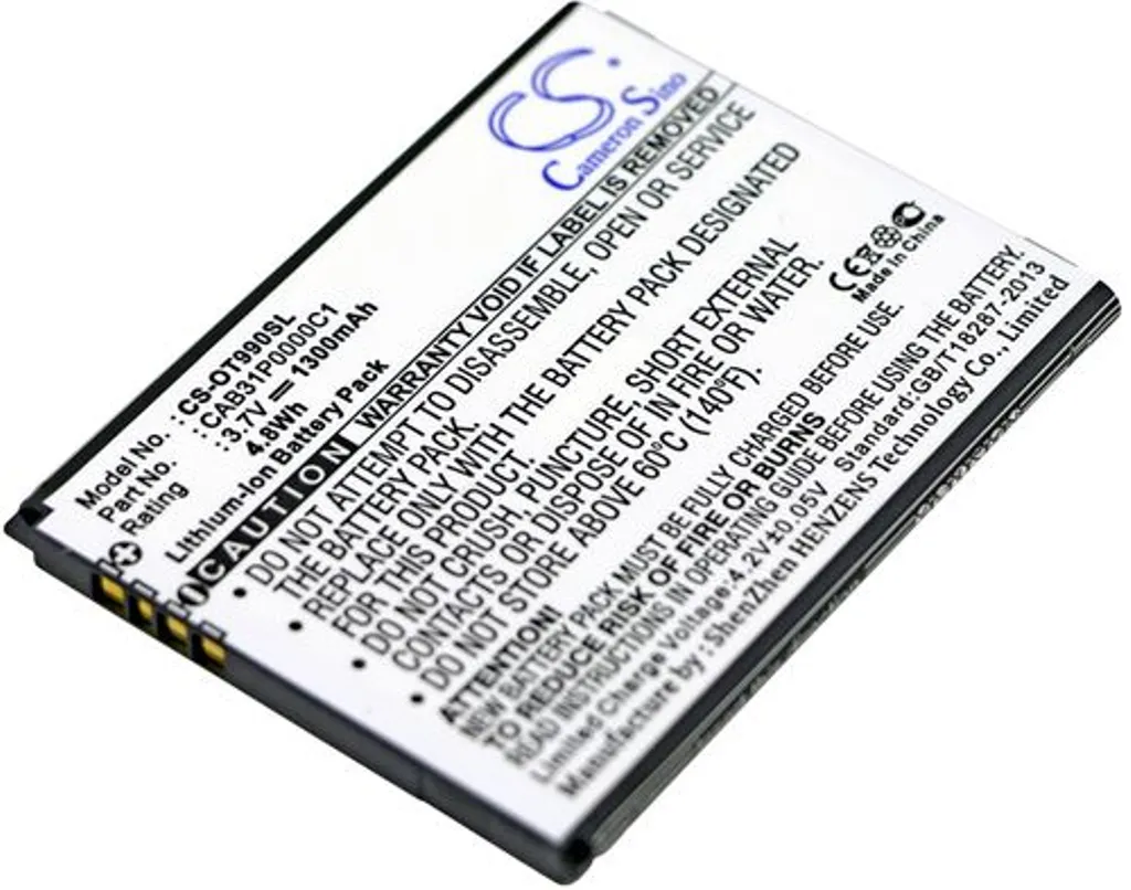 Batteri til Alcatel OT-918, 3.7V, 1300 mAh v:1557642