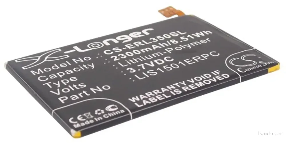 Batteri til Sony Ericsson Odin Rimy, 3.7V, 2300 mAh v:5606789