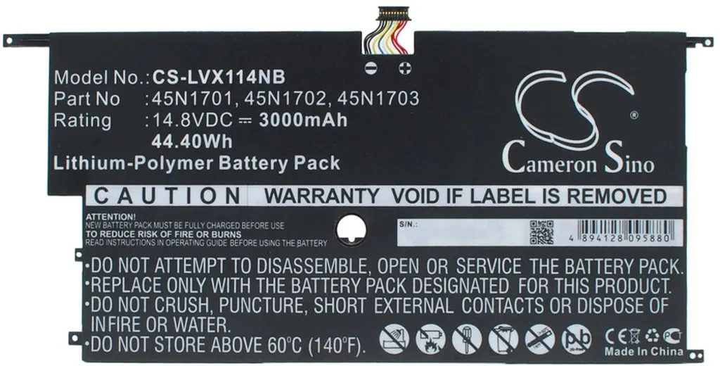 Batteri til Lenovo ThinkPad X1 Carbon(20BT-T002YAU), 14.8V, 3000 mAh v:1941982