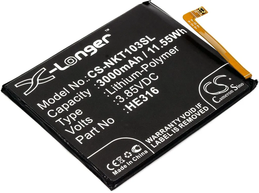 Batteri til Nokia 6 Dual SIM, 3.85V, 3000 mAh v:9998842