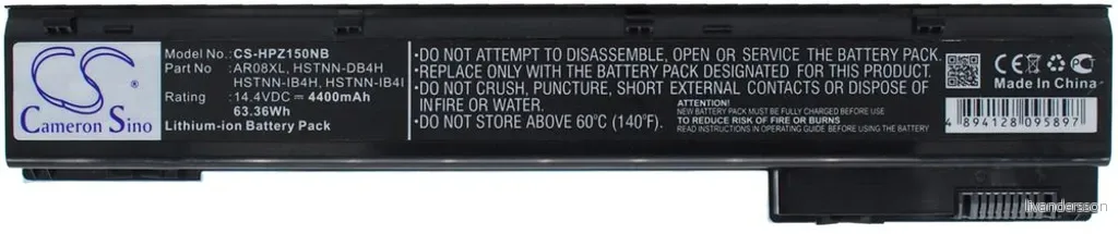 Batteri til HSTNN-DB7D for HP, 14.4V, 4400 mAh v:5297088