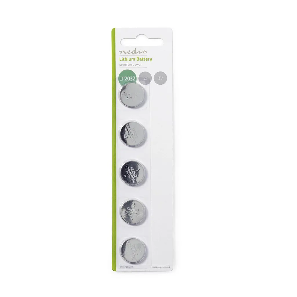 Nedis Knappcellebatteri CR2032, 3V, 5-pakk v:5478181 Nedis Knappcellebatteri CR2032, 3V, 5-pakk v:5478181
