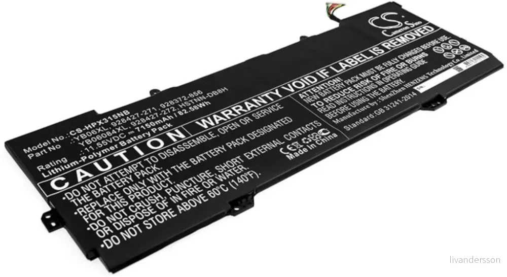 Batteri til Hp Spectre X360 15-CH054NA, 11.55V, 7150 mAh v:5030388