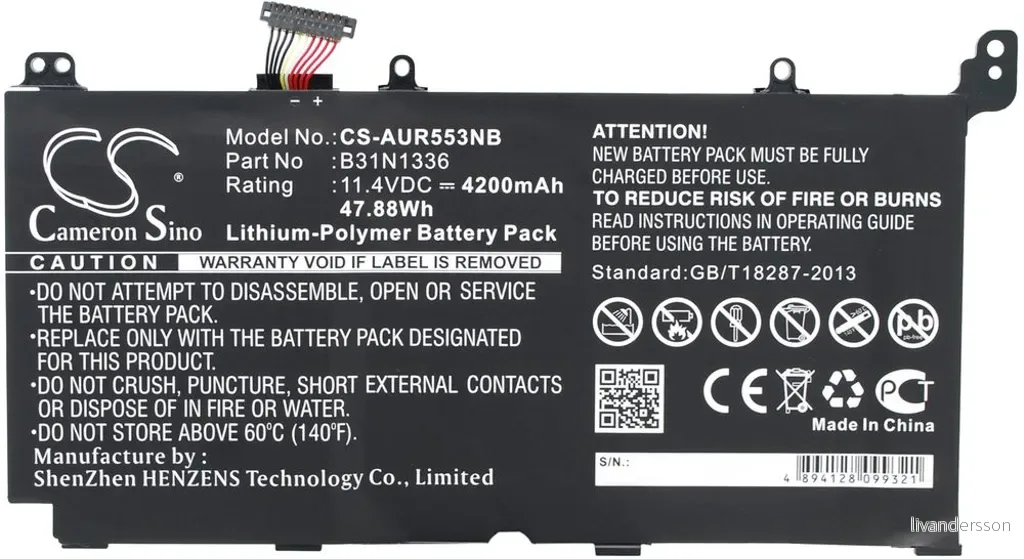 Batteri til Asus R553LB-XX292D, 11.4V, 4200 mAh v:2234371