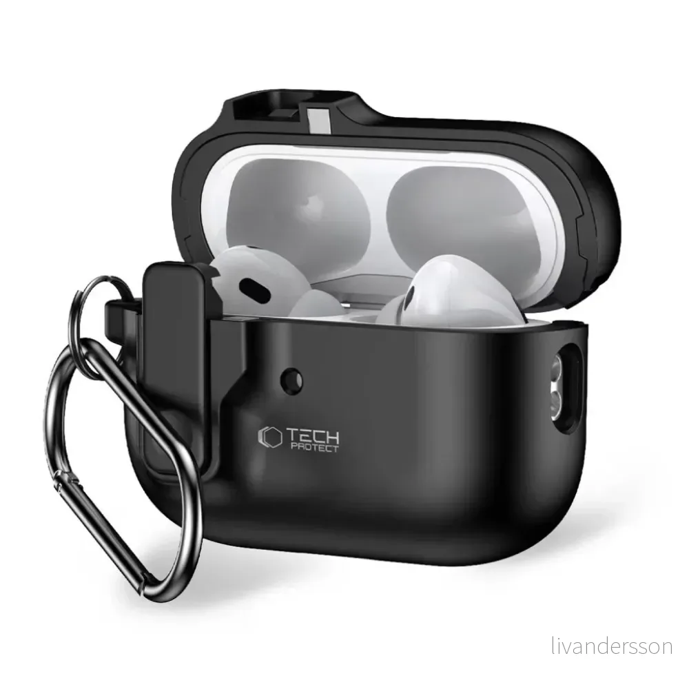 Tech-Protect Slim Hook Etui med Karabinkrok til Apple AirPods Pro 1/2 – Svart v:7553767