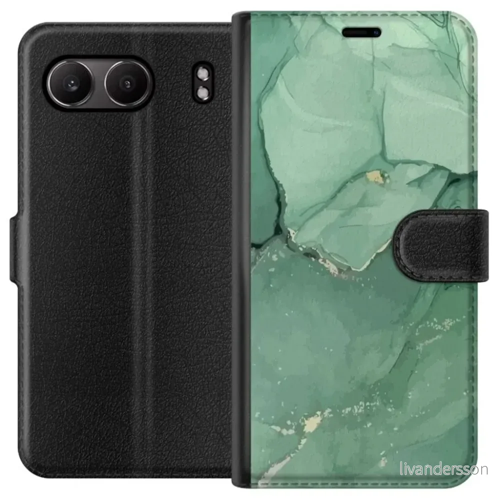 OnePlus Nord 4 Sort Lommebokdeksel Grön Marmor v:7410845