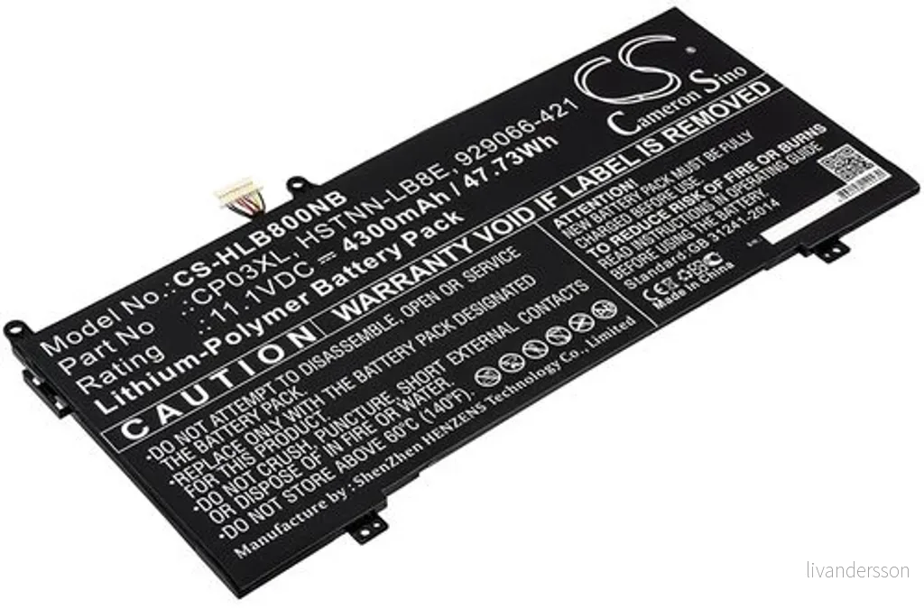 Batteri til CP03XL for HP, 11.1V, 4300 mAh v:5111250