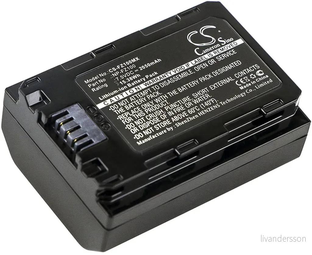 Batteri til Sony α7CR 6100, 7,5V, 2050mAh v:8253080