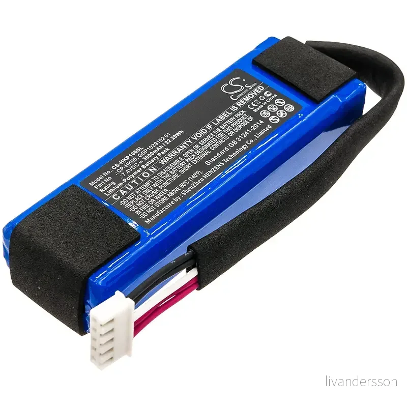 Batteri til Harman/kardon Go Play Mini, 7.4V, 3000 mAh v:3815276