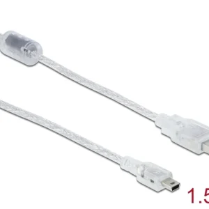 Delock USB-A 2.0-kabel hann til USB 2mini-B hann 1,5 m – Gjennomsiktig v:2104719