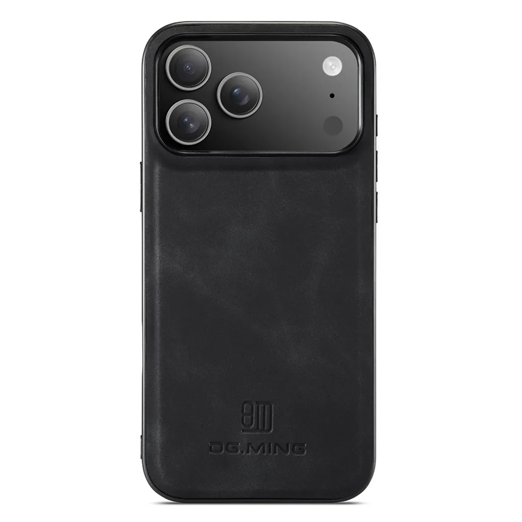 DG.MING iPhone 18 Pro / 17 Pro Deksel med Kunstskinn – Svart v:9006175
