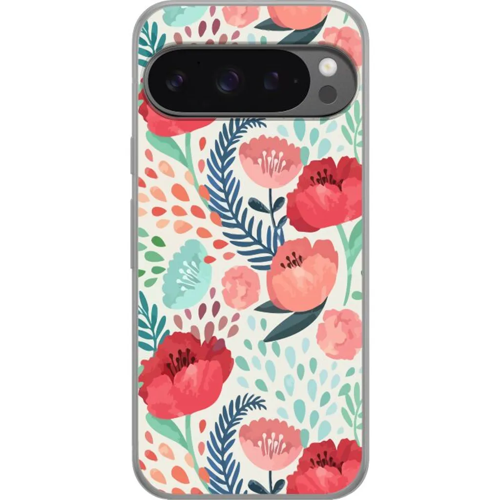 Google Pixel 9 Pro XL Gjennomsiktig Telefondeksel Flora v:5655036