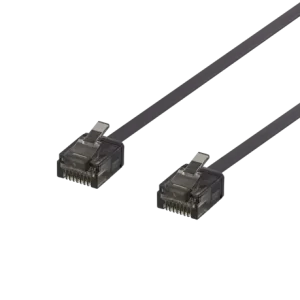 Cat6a U/UTP Nätverkskabel flat RJ45 sort 500MHz 1M v:3222634
