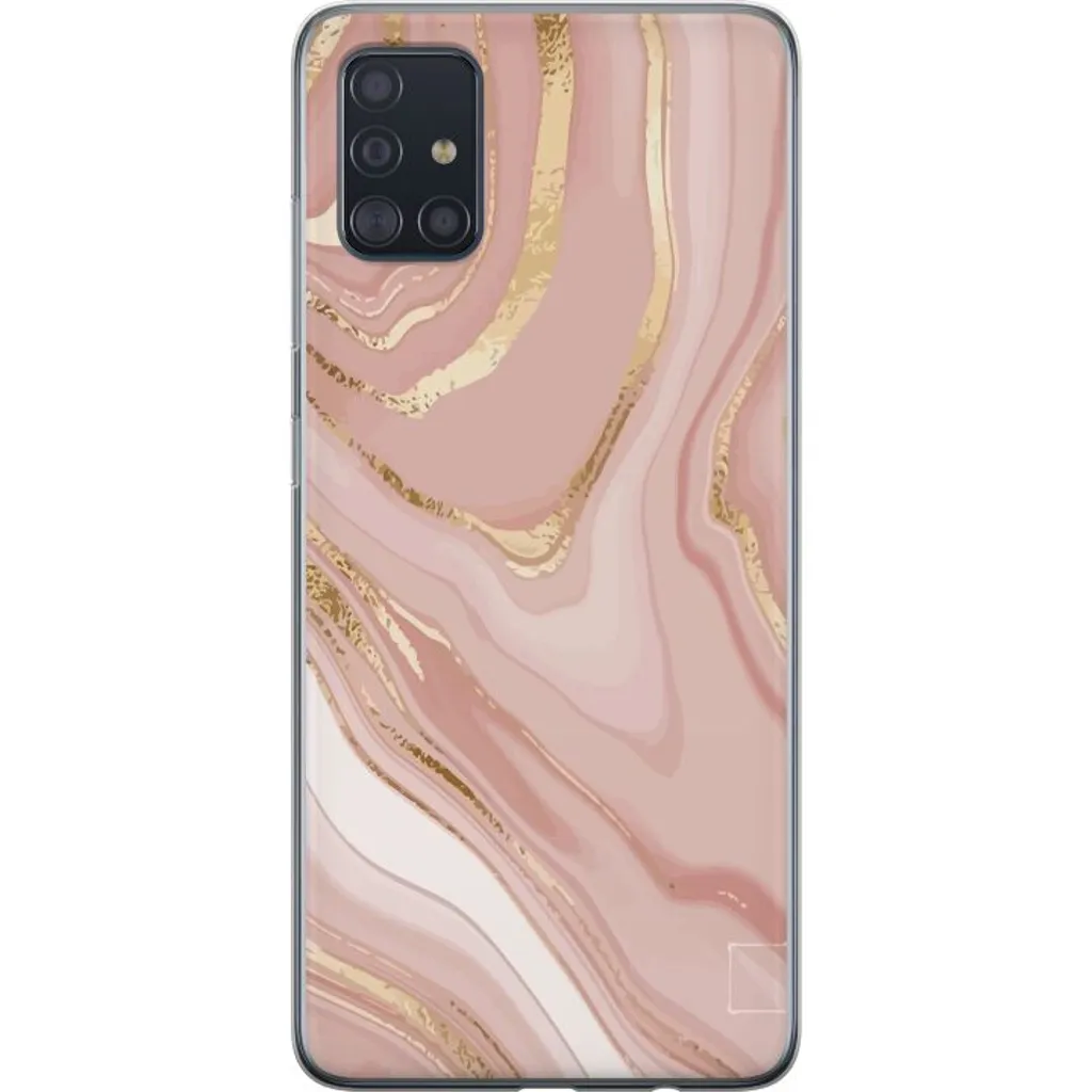 Samsung Galaxy A51 Gjennomsiktig Telefondeksel Ljusrosa marmor v:1013490