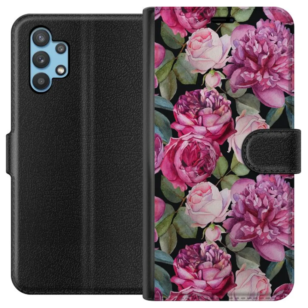 Samsung Galaxy A32 5G Sort Lommebokdeksel Rosor v:4718974