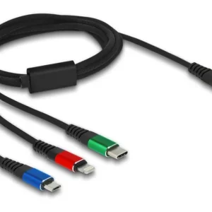 Delock 3-i-1 USB-C til Lightning/Micro USB/USB-C ladekabel, 1 m v:9196790