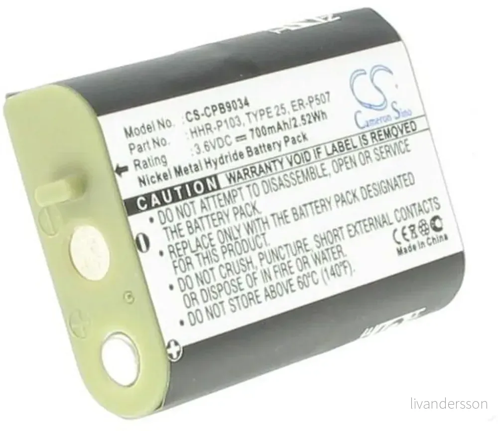Batteri til Panasonic KX-TGA230, 3.6V, 700 mAh v:9644066
