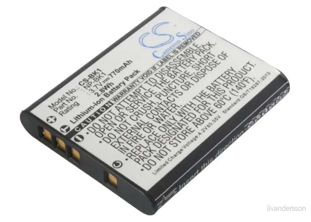Batteri til Sony Cyber-shot DSC-W180B, 3,6 (3,7)V, 770mAh v:5947382