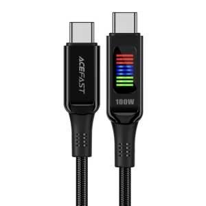 Acefast USB-C til USB-C-kabel med skjerm 100W, 1,2m – Sort v:9948028