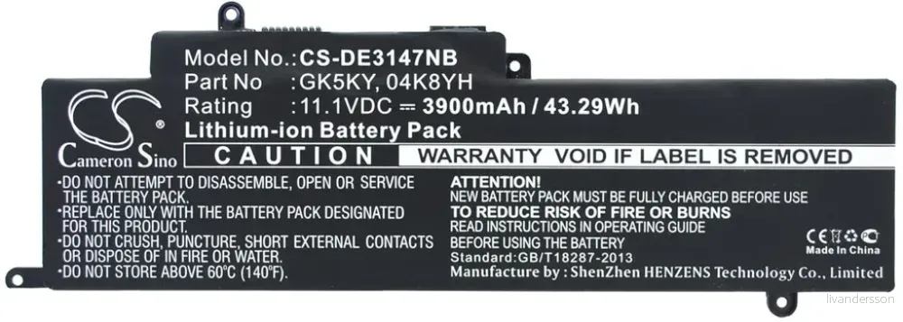 Batteri til Dell inspiron-13-7353, 11.1V, 3900 mAh v:8696435