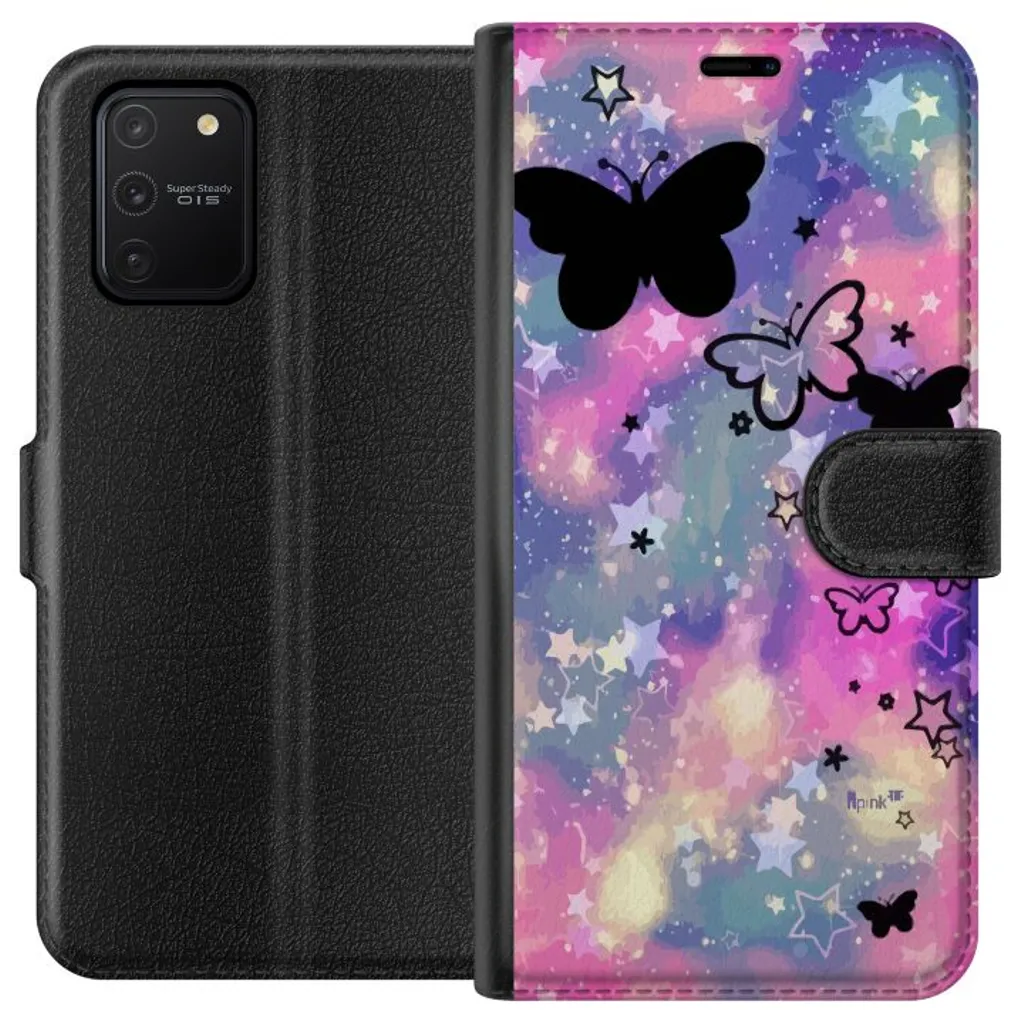 Samsung Galaxy S10 Lite Sort Lommebokdeksel Flygande fjärillar v:1403385