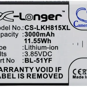 Batteri til BL-51YH for LG, 3.85V, 3000 mAh v:7194351 Batteri til BL-51YH for LG, 3.85V, 3000 mAh v:7194351