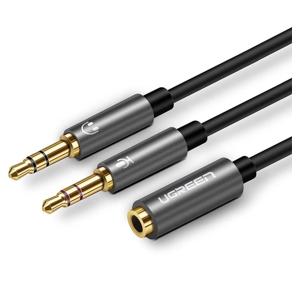 Ugreen AUX splitterkabel 3,5 mm mini jack – for mikrofon og hodetelefon – svart v:7594905