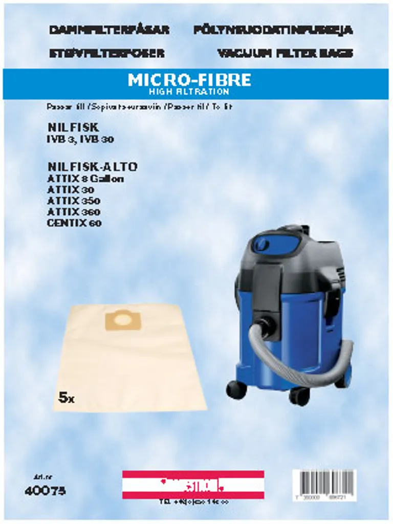 Nilfisk-Alto Attix / Also Centix / IVB Støvfilterposer, 5stk v:4090703