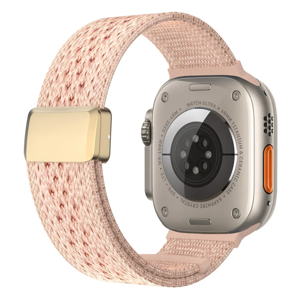 Apple Watch 42/41/40/38mm Klokkereim i nylonblonderdesign – Rosa v:6203085 Apple Watch 42/41/40/38mm Klokkereim i nylonblonderdesign – Rosa v:6203085