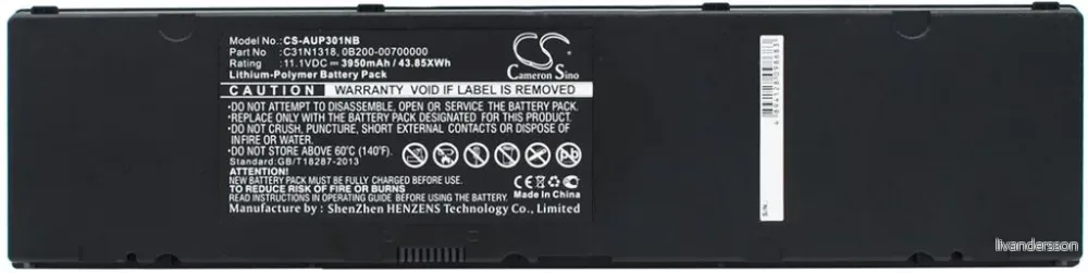 Batteri til Asus PU301LA-RO064G, 11.1V, 3950 mAh v:2760300