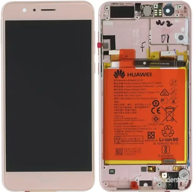 HUAWEI HONOR 8 skjerm med LCD, ramme & batteri – Rosa v:1864304