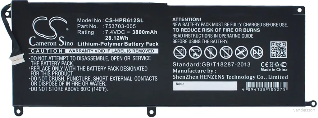 Batteri til Hp Pro x2 612 G1, 7.4V, 3800 mAh v:3722016