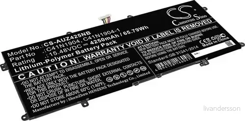 Batteri til Asus ZenBook 14 UX425EA-WB501T, 15.48V, 4250 mAh v:3350089