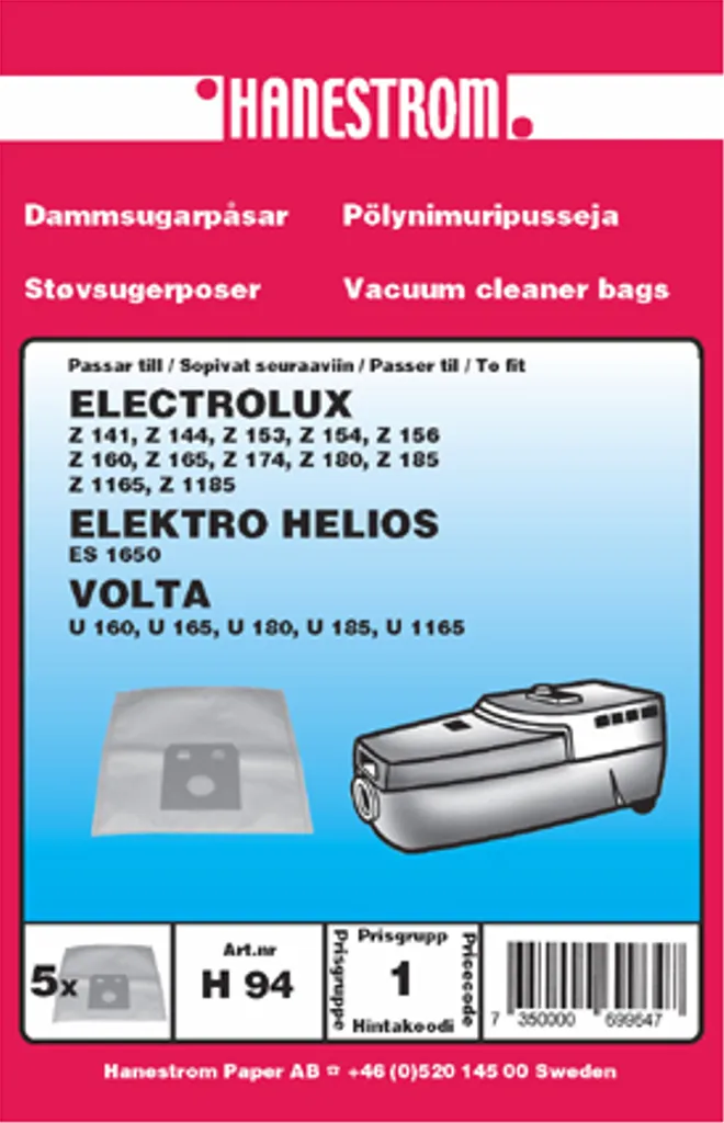 Støvsugerposer til Elekrto Helios ES 1650 v:1974034