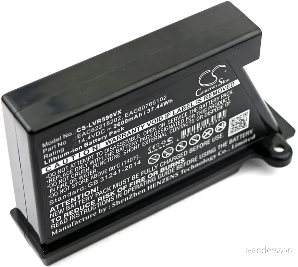 Batteri til Lg HomBot VR6260, 14.4V, 2600 mAh v:1083958